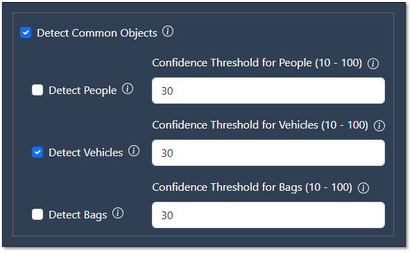 EyesOnIt common object detection settings