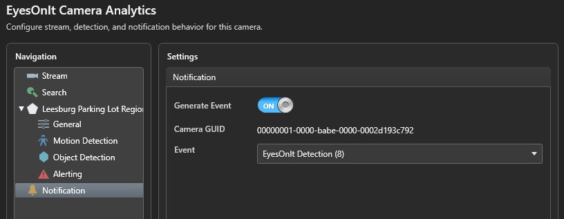 Notification settings panel