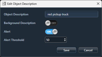 Object Description dialog